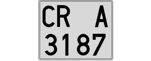 CR3187A matricula cuadrada