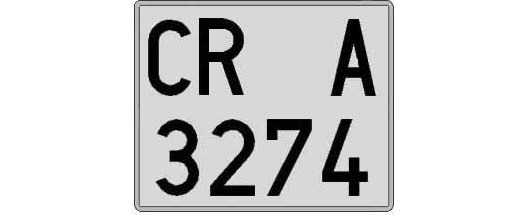 CR3274A matricula cuadrada