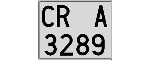 CR3289A matricula cuadrada