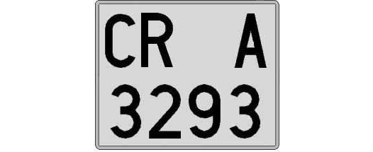 CR3293A matricula cuadrada