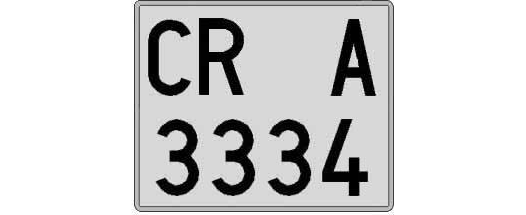 CR3334A matricula cuadrada