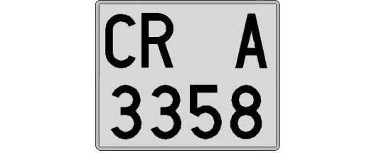 CR3358A matricula cuadrada