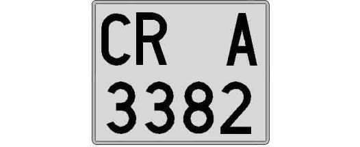CR3382A matricula cuadrada