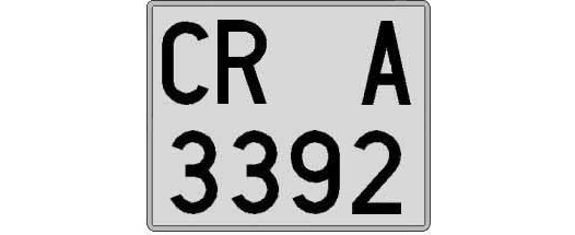 CR3392A matricula cuadrada