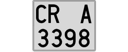 CR3398A matricula cuadrada