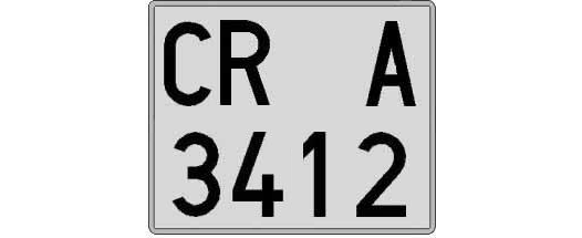 CR3412A matricula cuadrada