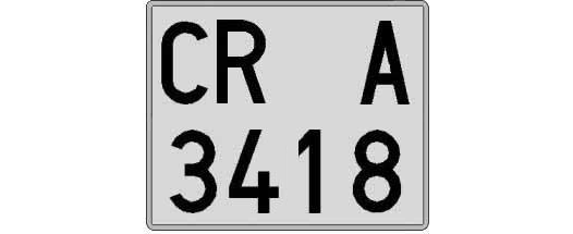 CR3418A matricula cuadrada