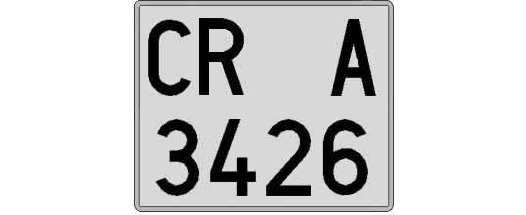CR3426A matricula cuadrada