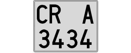 CR3434A matricula cuadrada