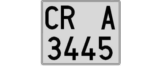 CR3445A matricula cuadrada