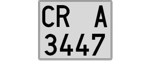 CR3447A matricula cuadrada