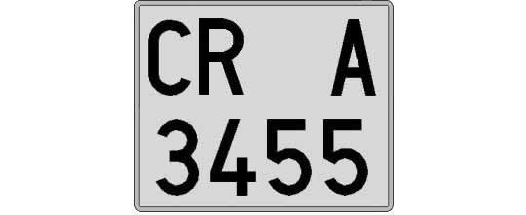 CR3455A matricula cuadrada