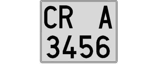 CR3456A matricula cuadrada