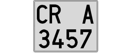 CR3457A matricula cuadrada