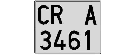 CR3461A matricula cuadrada