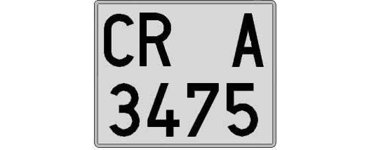 CR3475A matricula cuadrada
