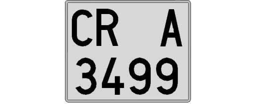 CR3499A matricula cuadrada