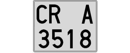 CR3518A matricula cuadrada