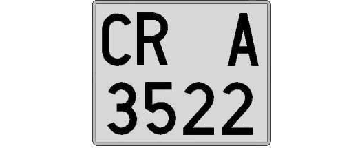 CR3522A matricula cuadrada