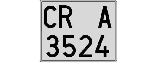 CR3524A matricula cuadrada