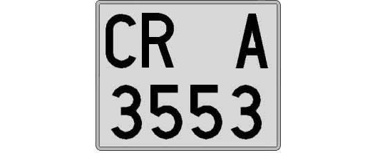 CR3553A matricula cuadrada