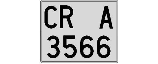 CR3566A matricula cuadrada