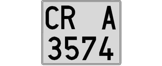 CR3574A matricula cuadrada