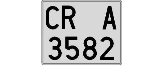 CR3582A matricula cuadrada