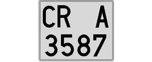 CR3587A matricula cuadrada