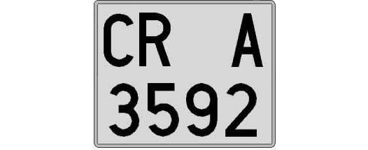 CR3592A matricula cuadrada