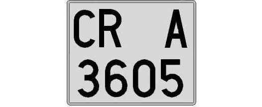 CR3605A matricula cuadrada
