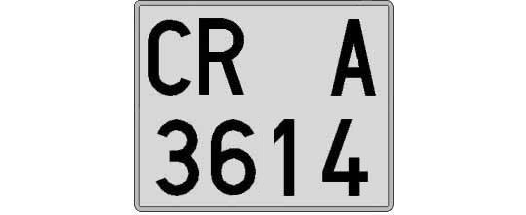 CR3614A matricula cuadrada
