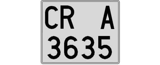 CR3635A matricula cuadrada