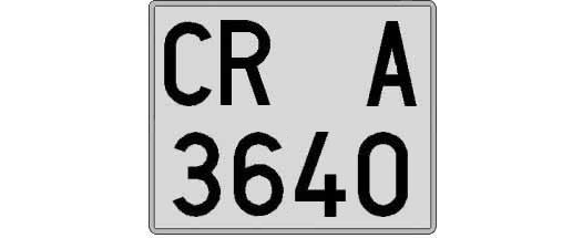 CR3640A matricula cuadrada
