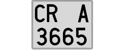 CR3665A matricula cuadrada