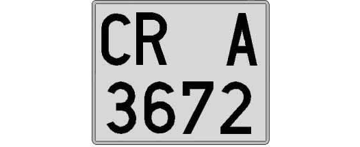 CR3672A matricula cuadrada