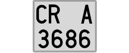 CR3686A matricula cuadrada