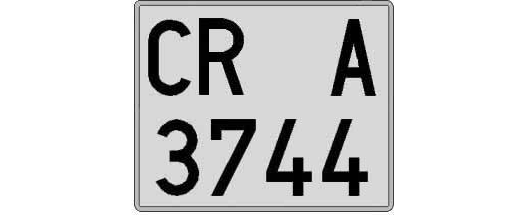 CR3744A matricula cuadrada