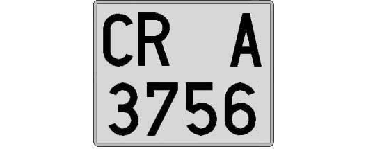 CR3756A matricula cuadrada