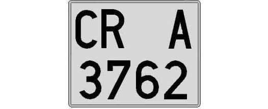 CR3762A matricula cuadrada