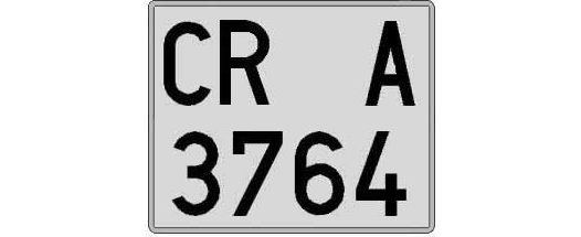CR3764A matricula cuadrada