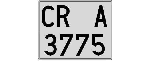 CR3775A matricula cuadrada