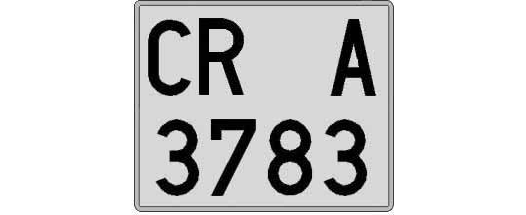 CR3783A matricula cuadrada