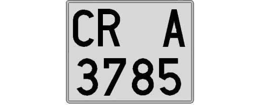 CR3785A matricula cuadrada