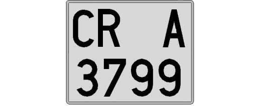 CR3799A matricula cuadrada