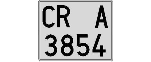 CR3854A matricula cuadrada