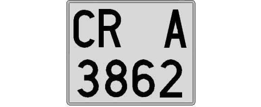 CR3862A matricula cuadrada
