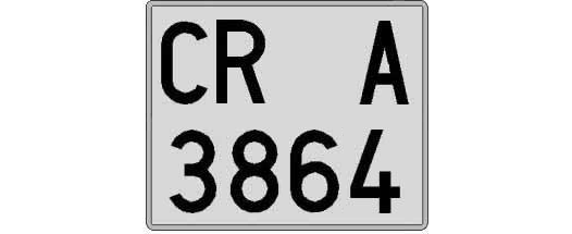 CR3864A matricula cuadrada