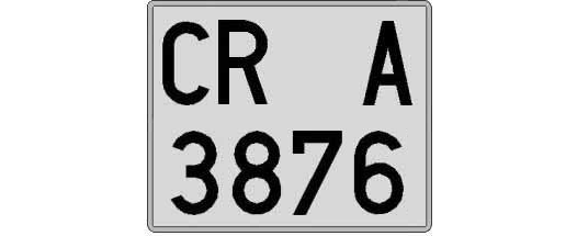 CR3876A matricula cuadrada