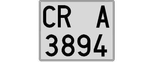CR3894A matricula cuadrada